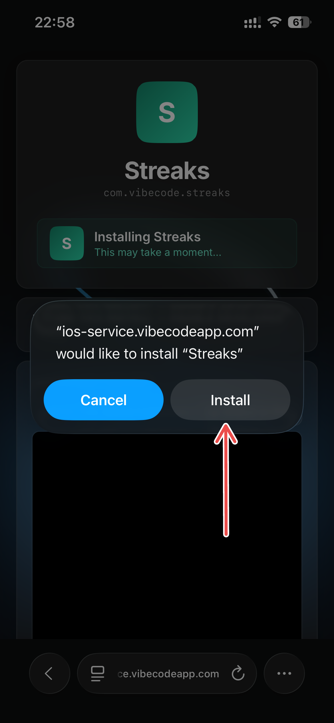iPhone install confirmation popup for an ad-hoc app